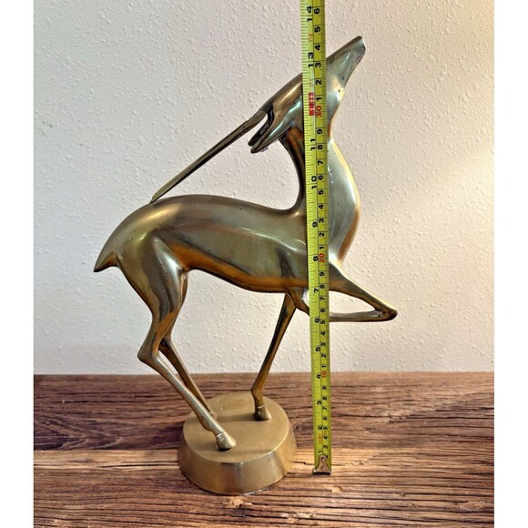Vintage Brass MCM Large Antelope Gazelle Deer Figurine 13.5 Inches - Picture 11 of 12